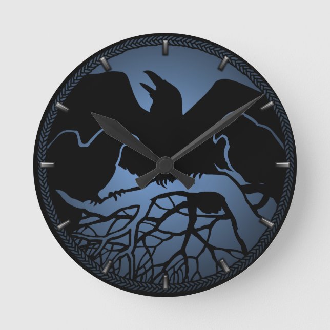 Horloge Ronde Raven Clock Native Raven Art Wall Clocks & Poison (Recto)