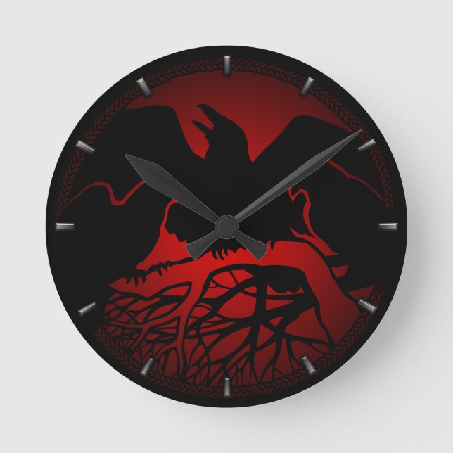 Horloge Ronde Raven Clock Native Raven Art Wall Clocks & Poison (Recto)