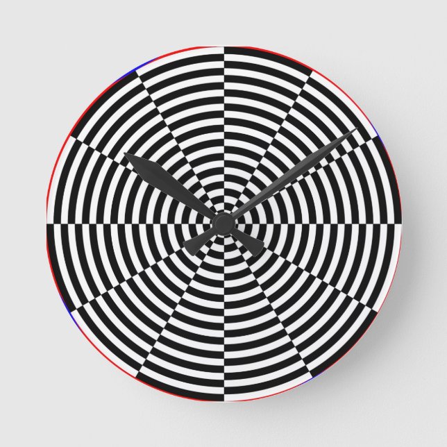 Horloge Ronde Rayonnement noir et blanc par Kenneth Yoncich (Recto)