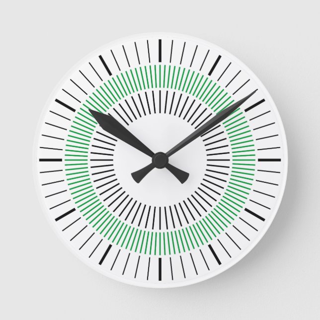 Horloge Ronde Rayons concentriques - Vert (Recto)