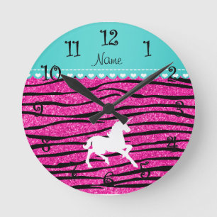 Horloge Ronde Rayures blanches nommées de zèbre de parties