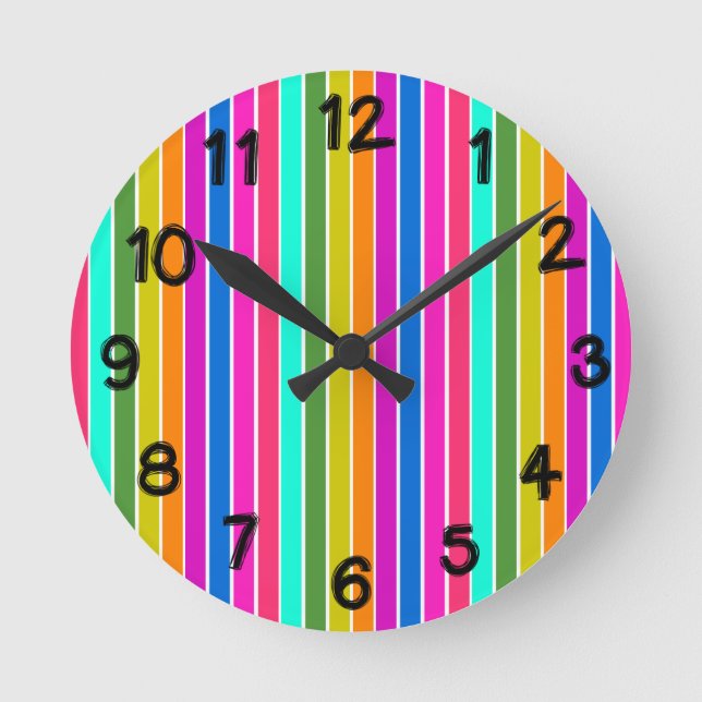 Horloge Ronde Rayures chaudes de printemps  (Recto)