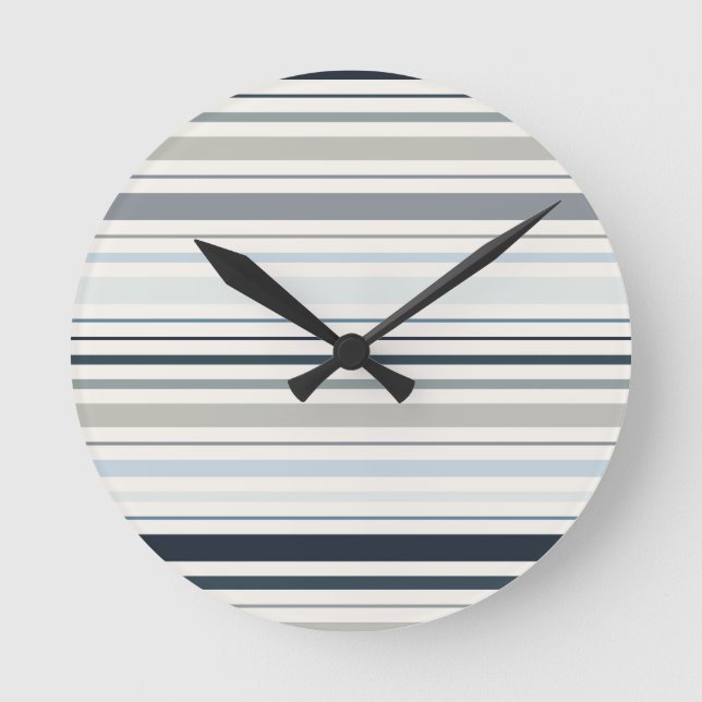 Horloge Ronde Rayures côtières bleues (Recto)