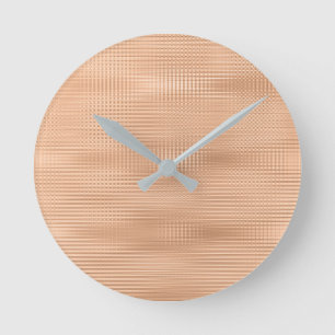 Horloge Ronde Rayures métalliques minimales grises de corail de