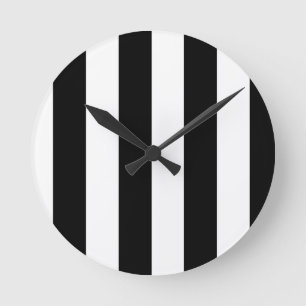 Horloge Ronde Rayures noires et blanches
