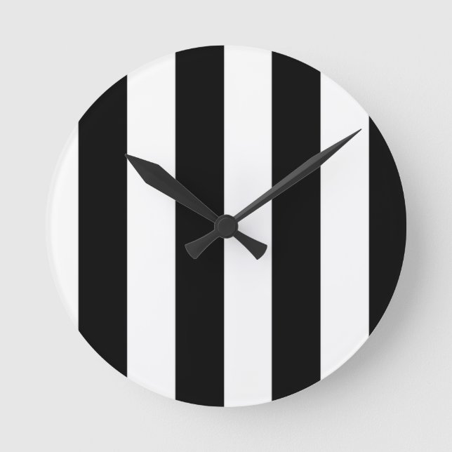 Horloge Ronde Rayures noires et blanches (Recto)