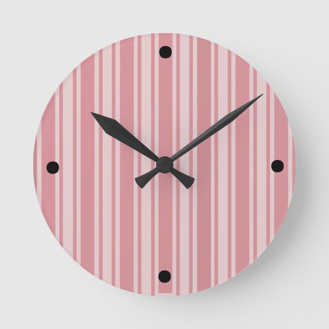 Horloge Ronde Rayures roses (Recto)