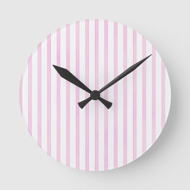 Horloge Ronde Rayures roses d'aquarelle d'arrière - plan (Recto)