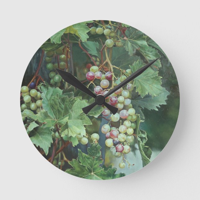 Horloge Ronde Realistic Grape Vine with Leaves – Fine Art (Recto)