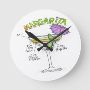 HORLOGE RONDE RECETTE DE MARGARITA ART COCKTAIL