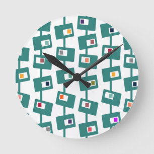 Horloge Ronde Rectangles et Carrés modernes du milieu du siècle