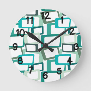 Horloge Ronde Rectangles modernes du milieu du siècle