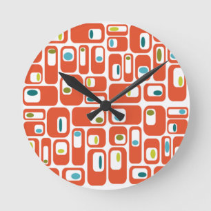 Horloge Ronde Rectangles modernes du milieu du siècle 