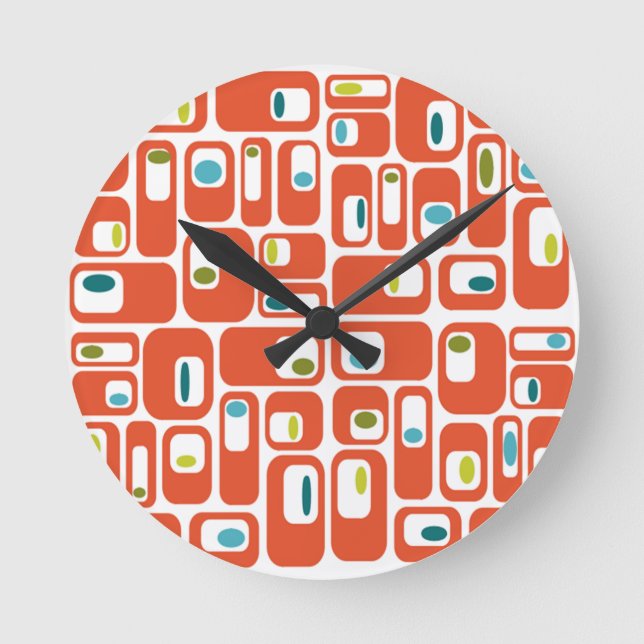 Horloge Ronde Rectangles modernes du milieu du siècle  (Recto)