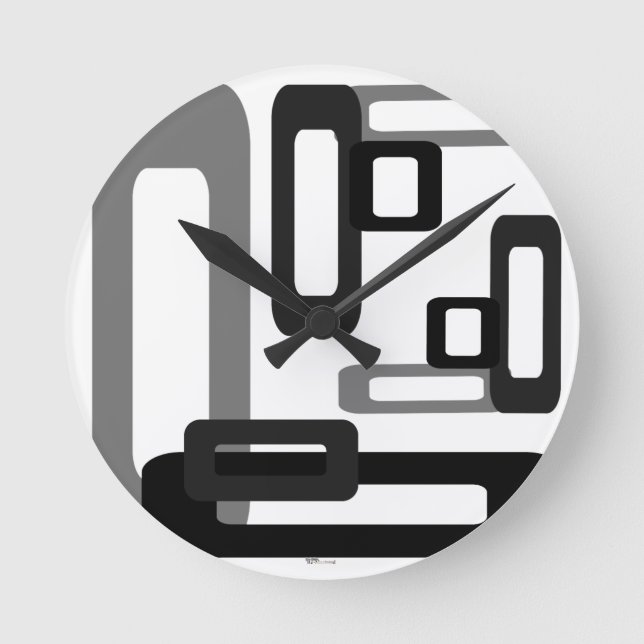 Horloge Ronde Rectangles stylisées gris/noir (Recto)