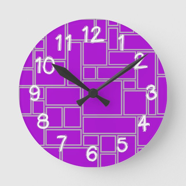 Horloge Ronde Rectangles violettes  (Recto)