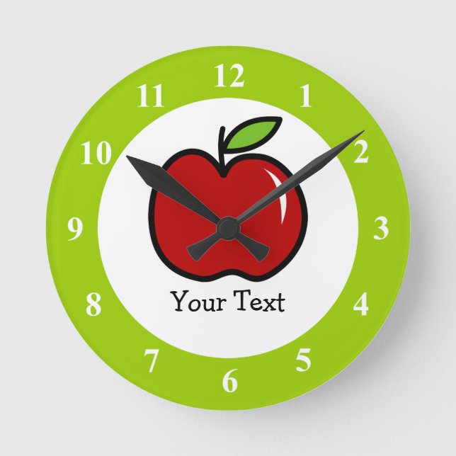 Horloge Ronde Red and green apple wall clock for school teachers (Recto)
