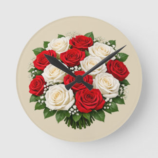 Horloge Ronde Red and white roses