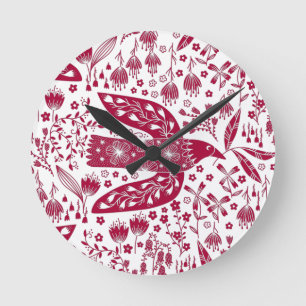 Horloge Ronde Red Bird Art