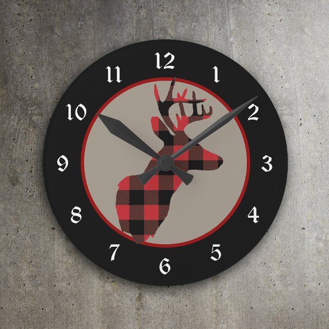 Horloge Ronde Red Black Buffalo Plaid (Créateur téléchargé)