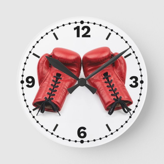 Horloge Ronde Red Boxing Gloves Wall Clock, Boxing Clock Face (Recto)