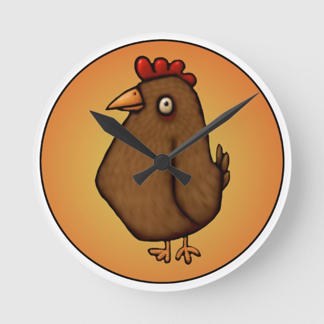 Horloge Ronde Red Brown Chicken (Recto)