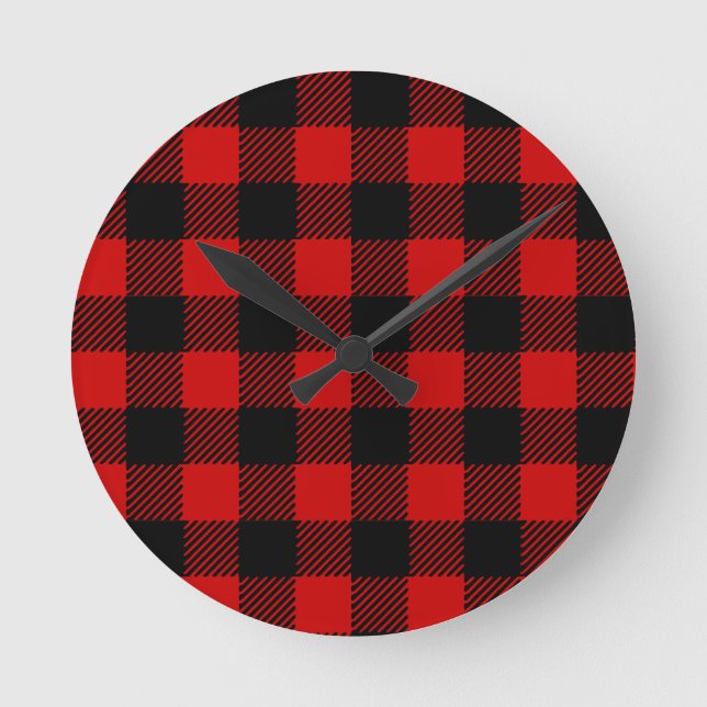Horloge Ronde Red Buffalo Plaid (Recto)