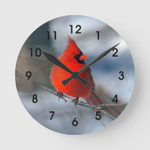 Horloge Ronde Red Cardinal Bird