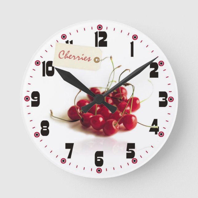 Horloge Ronde Red Cherries et Tag Clock (Recto)