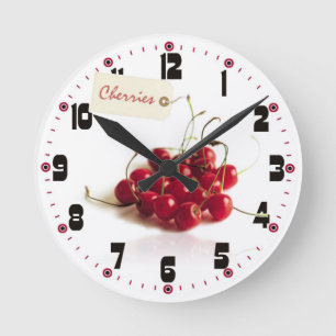 Horloge Ronde Red Cherries et Tag Clock