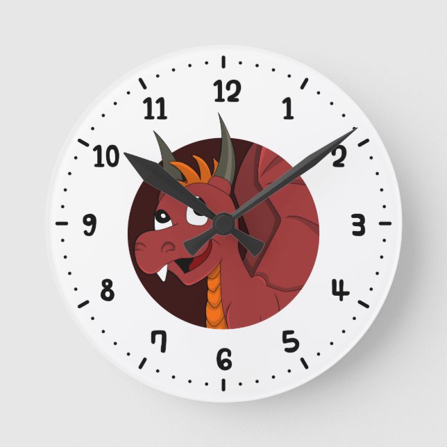 Horloge Ronde Red dragon cartoon round clock (Recto)