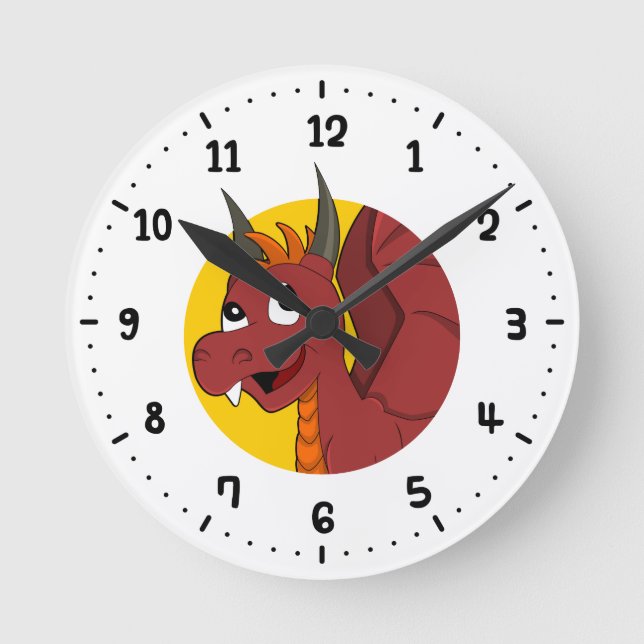 Horloge Ronde Red dragon cartoon round clock (Recto)