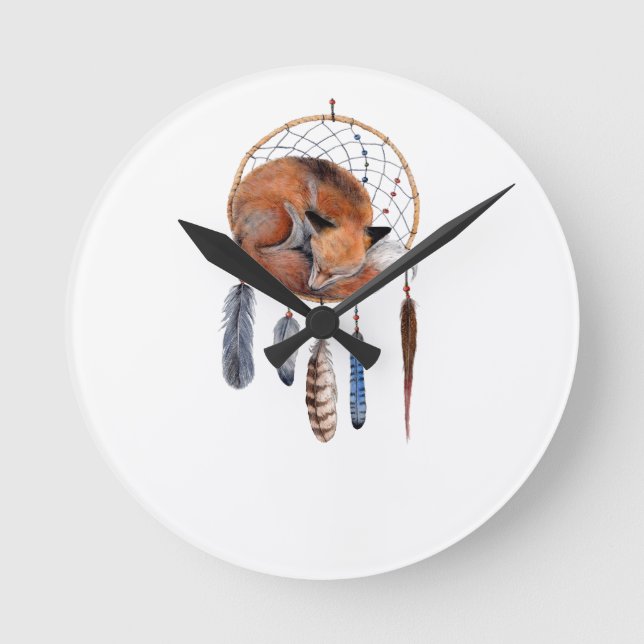 Horloge Ronde Red Fox dormant sur Dreamcatcher (Recto)