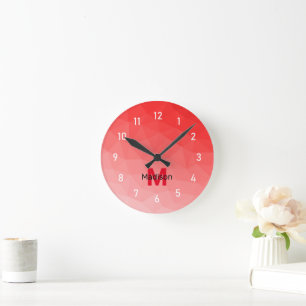 Horloge Ronde Red gradient geometric mesh pattern Monogram