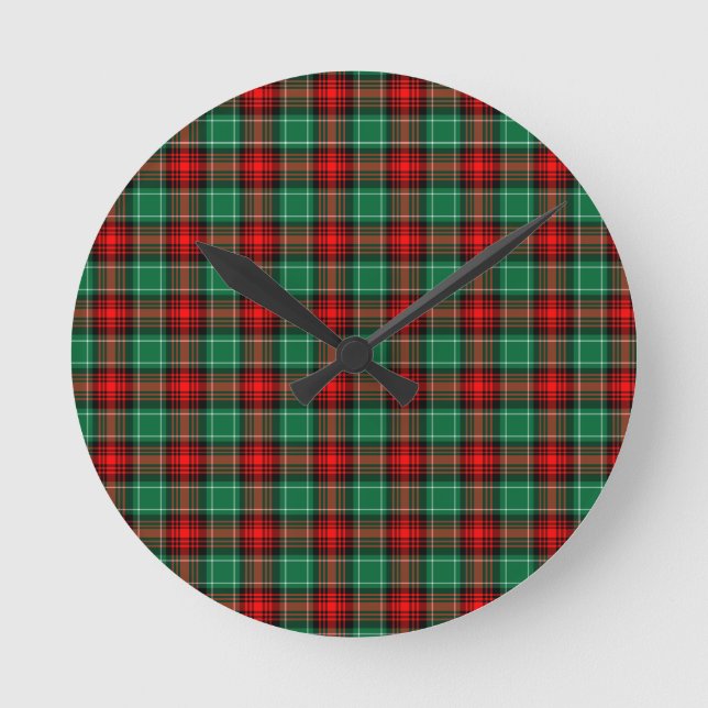 Horloge Ronde Red Green Holiday Plaid (Recto)