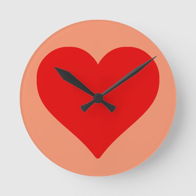 Horloge Ronde Red Heart Shape Love Classic Simple Minimalisme (Recto)