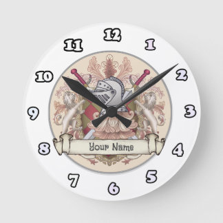 Horloge Ronde Red Knight Family Crest Nom