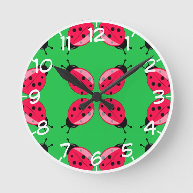 Horloge Ronde Red Ladybugs (Recto)