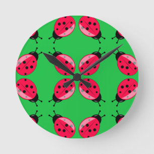 Horloge Ronde Red Ladybugs