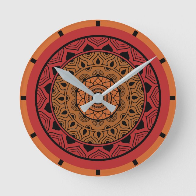 Horloge Ronde Red Mandala Acrylic (Recto)