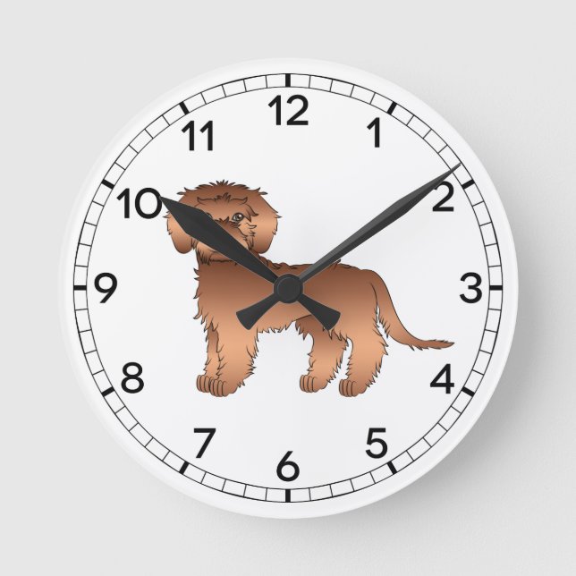 Horloge Ronde Red Mini Goldendoodle mignon chien de dessin (Recto)