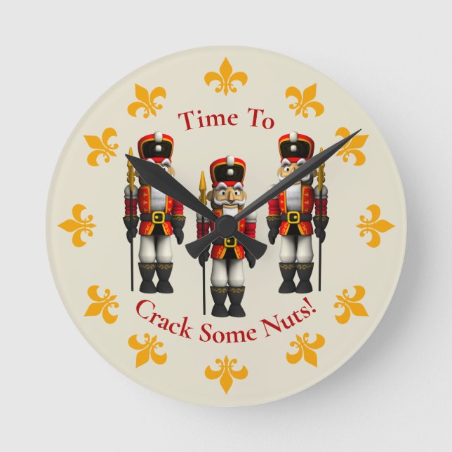 Horloge Ronde Red Nutcracker Jouet de Noël Soldat Temps (Recto)