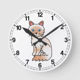 Horloge Ronde Red Point Tabby Birman / Ragdoll Cat