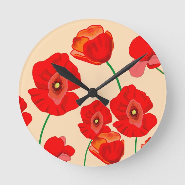 Horloge Ronde Red Poppy Field  (Recto)