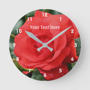 Horloge Ronde Red Rose in Bloom Flower