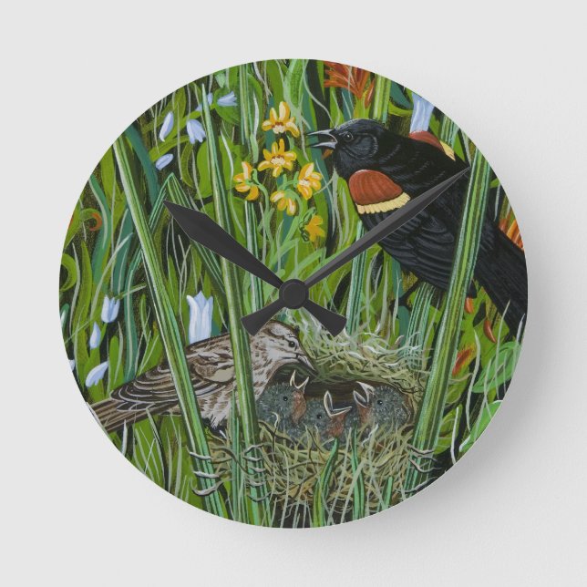 Horloge Ronde Red Wing Blackbird (Recto)