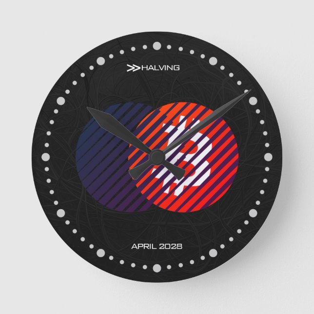 Horloge Ronde Réduction de moitié de Bitcoin 2028 (Style : 2 / M (Recto)