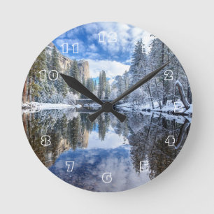 Horloge Ronde Réflexion d'hiver chez Yosemite
