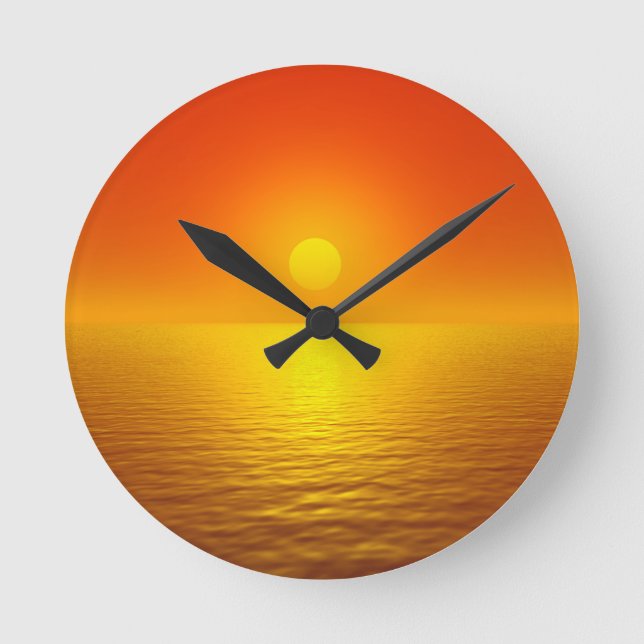 Horloge Ronde Réflexion du coucher de soleil (Recto)