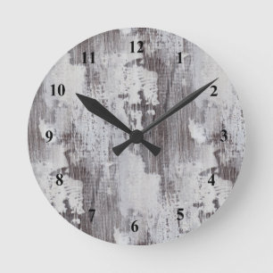 Horloge Ronde Regard affligé de grain blanchi par Maui en bois